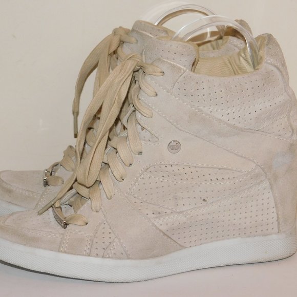 Coach Alexis High Top Wedge Sneakers Size 8.5M Suede - Picture 3 of 11